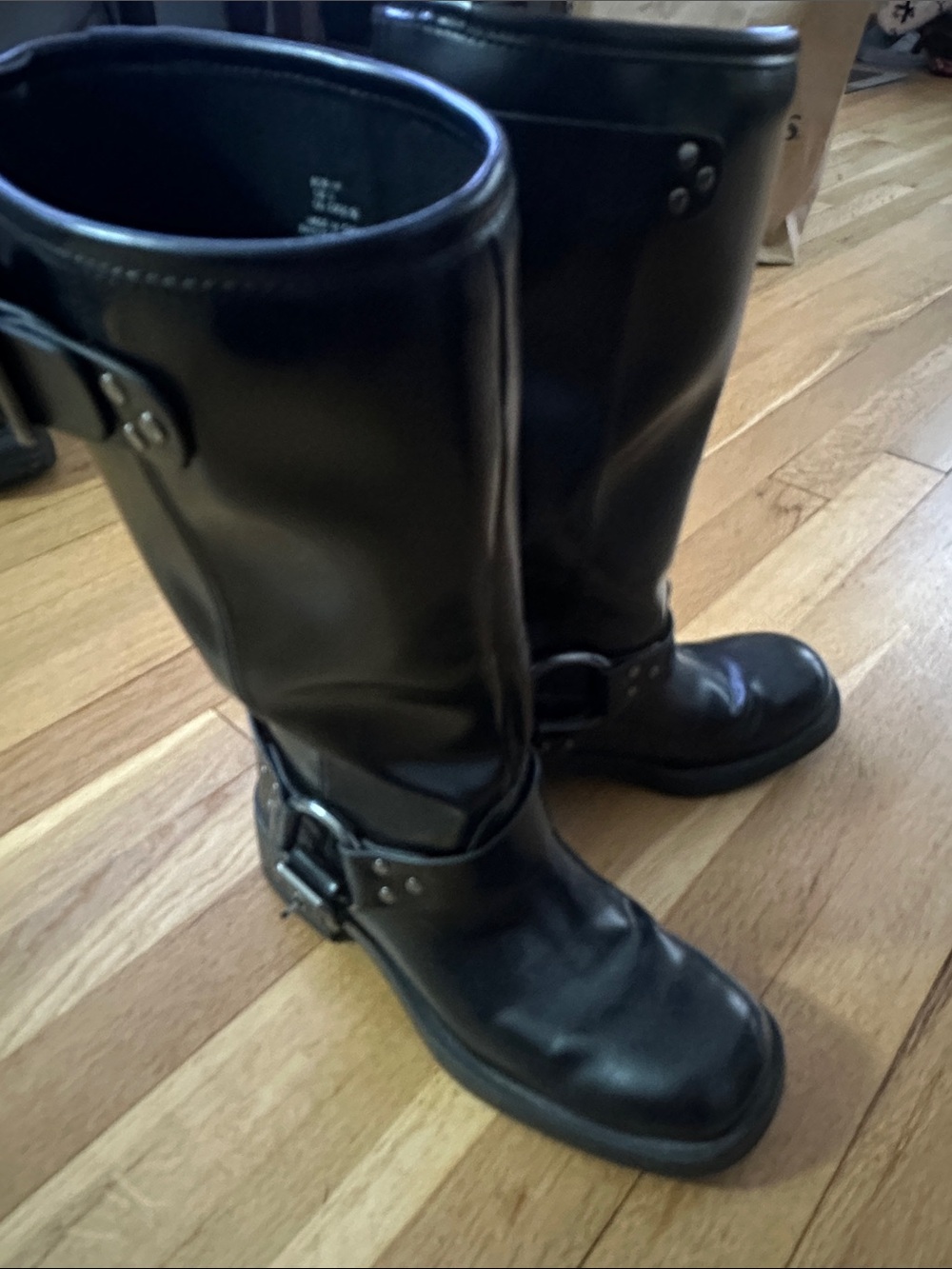 H&M Black Mid-Calf Buckle Harness Boots